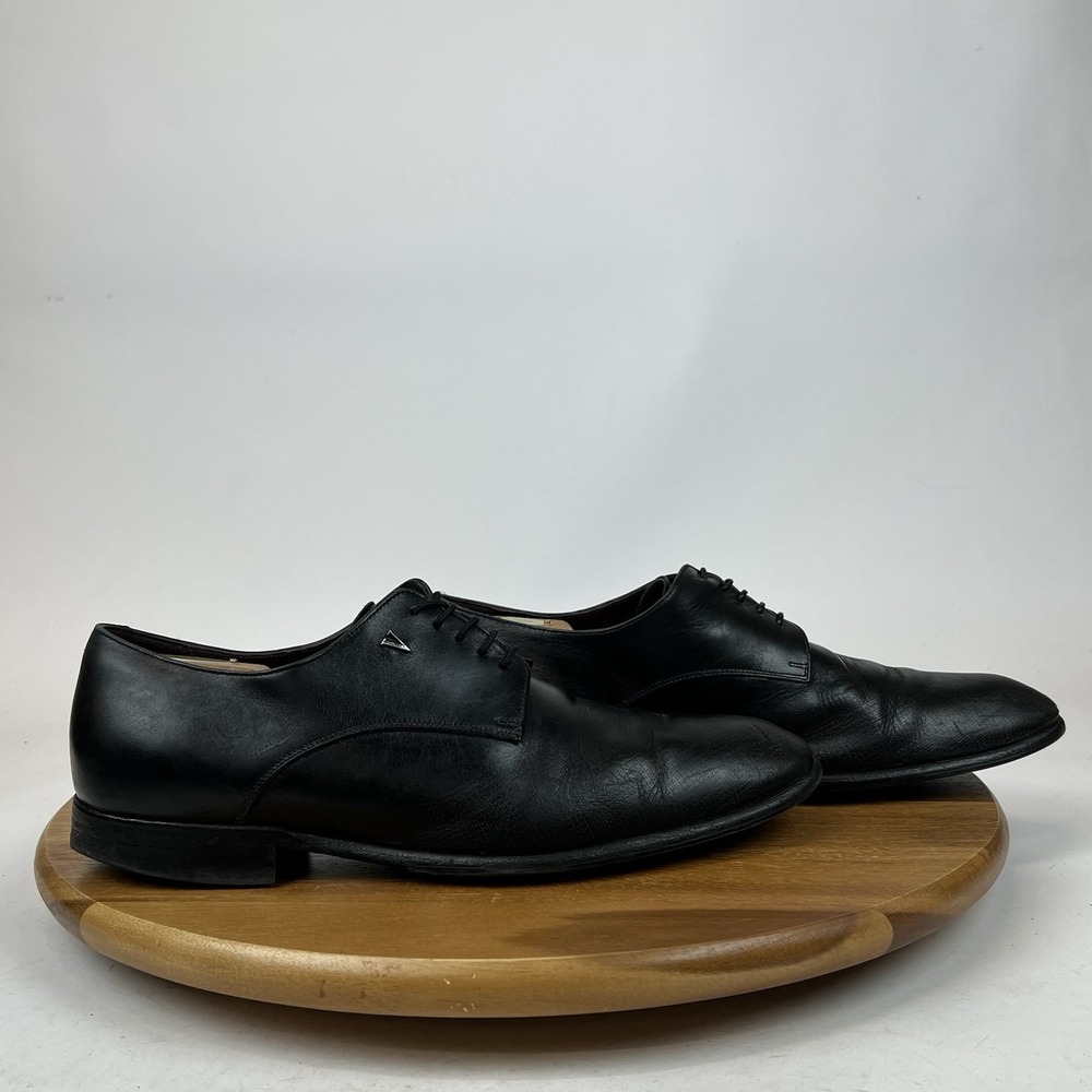 Mens Valentino Italy Black Leather Plain Toe‎ Dress Shoes Oxfords Size EU 44 GUC